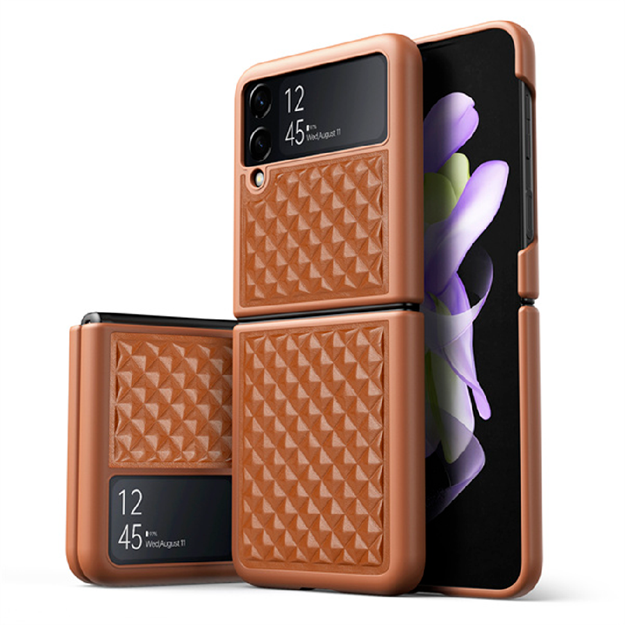 Пластиковая накладка Dux Ducis Venice series для Samsung Galaxy Z Flip 4 экокожа коричневая