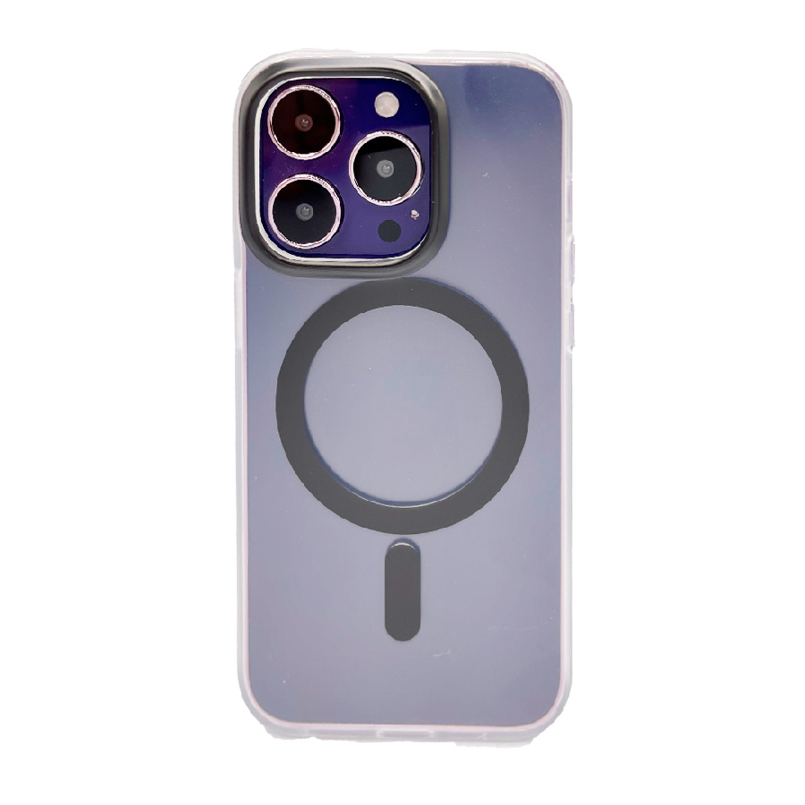Пластиковая накладка KEEPHONE PRO MagSafe для iPhone 14 Pro прозрачно-матовая черный кант