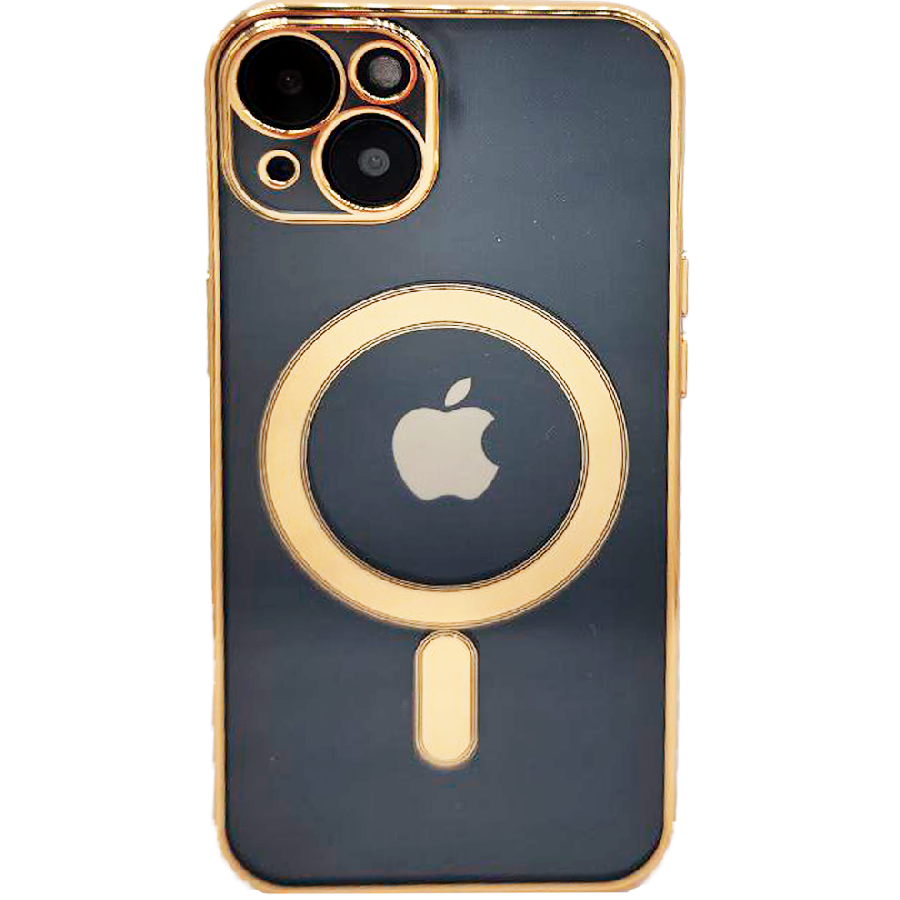 Силиконовая накладка KOTDESIGN MagSafe для iPhone 13 золотой кант