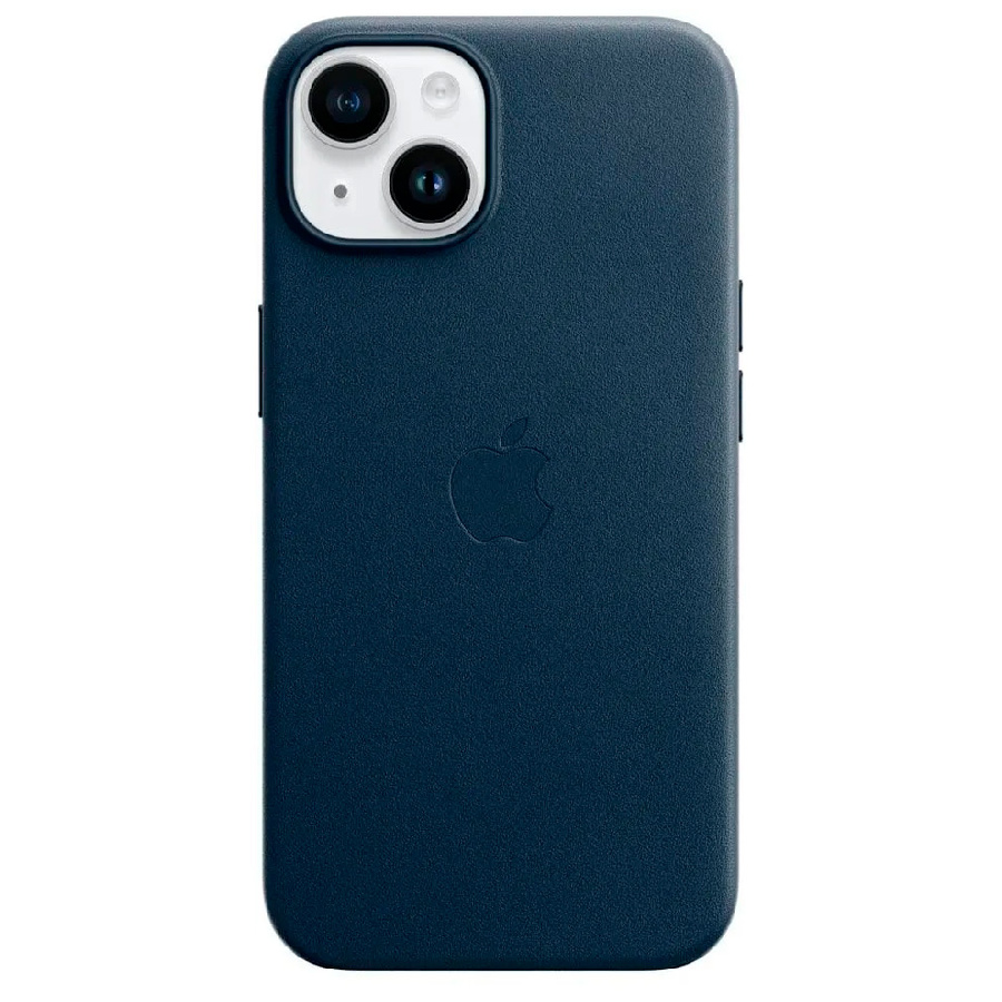 Кожанная накладка Leather Case c Mag Safe для Apple Iphone 15 Pro (синяя)