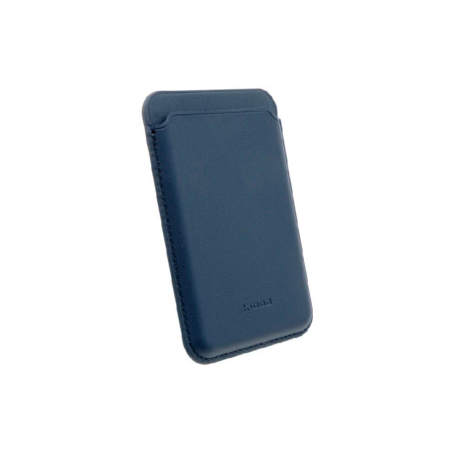 Картхолдер кожаный магнитный с подставкой (LW) темно-синий