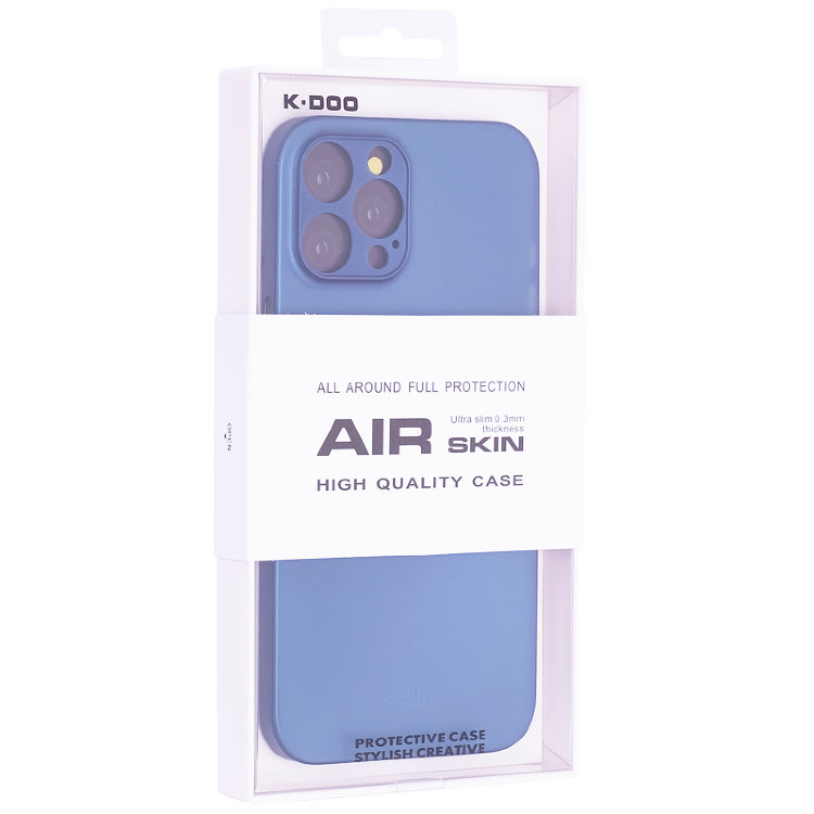 Пластиковая накладка K-DOO NOBLE с MagSafe для iPhone 13 Pro голубая под кожу