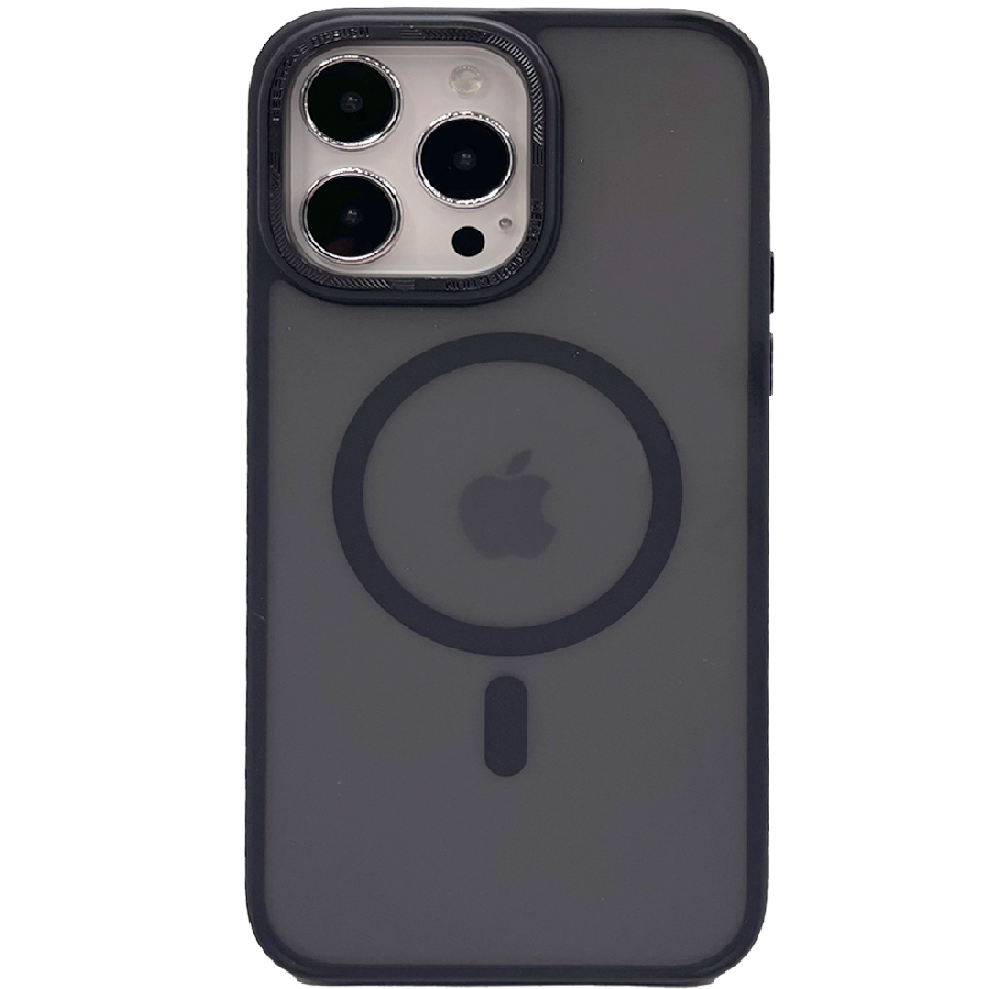 Пластиковая накладка KEEPHONE PRO MagSafe для iPhone 14 Pro Max прозрачно-матовая черный кант