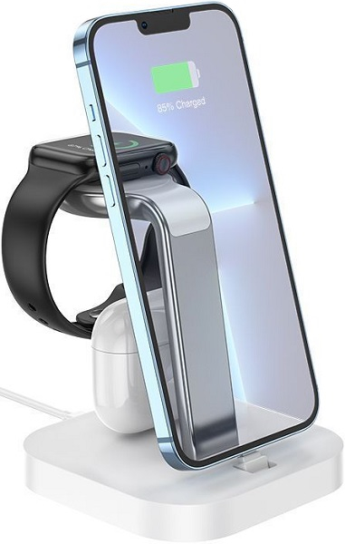 Настольное зарядное устройсво Hoco CW43 Graceful 3-in-1 для iPhone+Airpods+Apple Watch, 5W, белое
