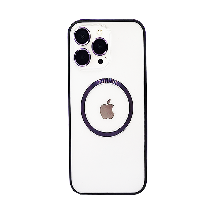 Пластиковая накладка MONARCH (Premium) с MagSafe для iPhone 14 Pro Max фиолетовый кант