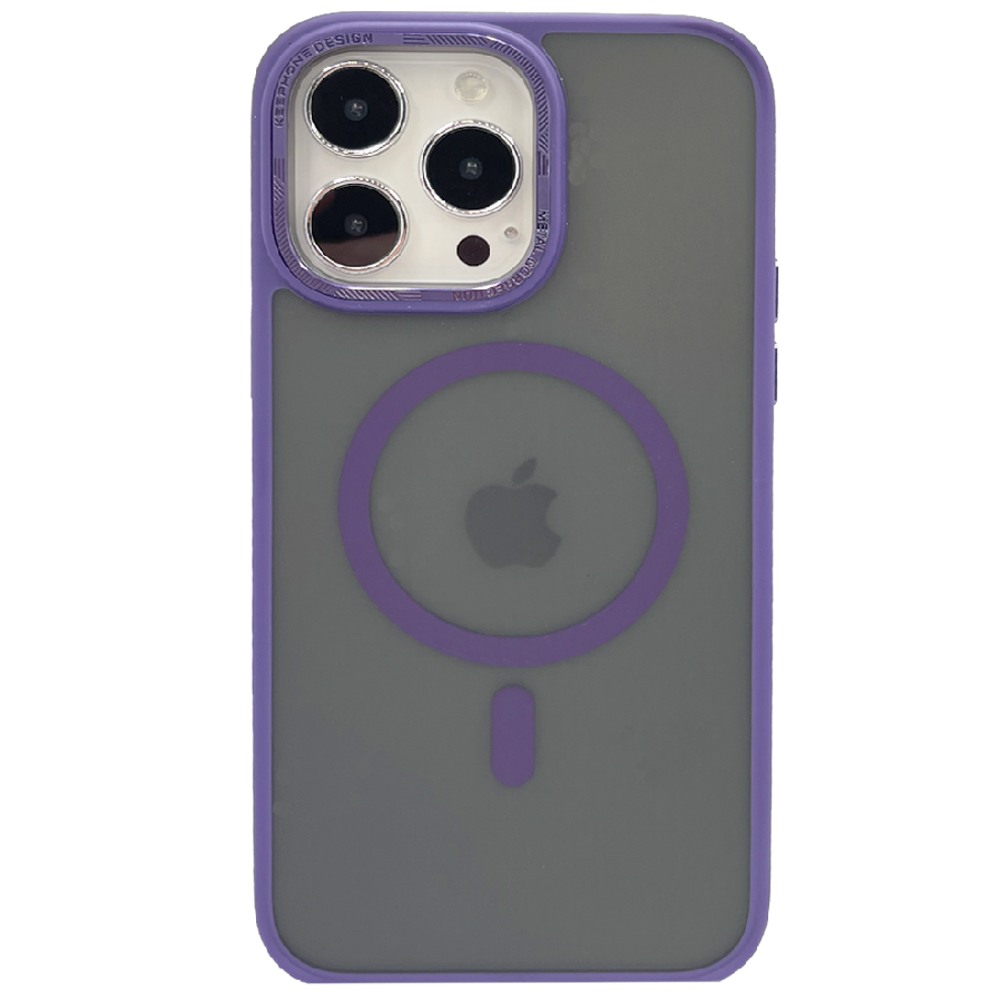 Пластиковая накладка KEEPHONE ALLOY MagSafe для iPhone 14 Pro затемненная фиолетовый кант